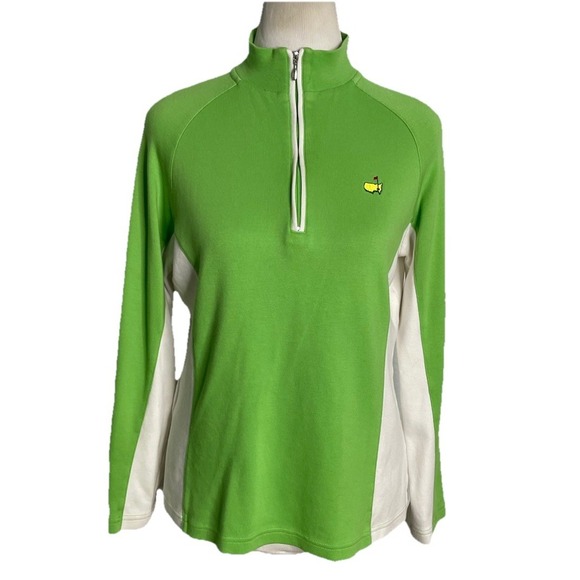 Magnolia Lane Tops - Magnolia‎ Lane Masters Augusta Golf Medium Green White Zip Top